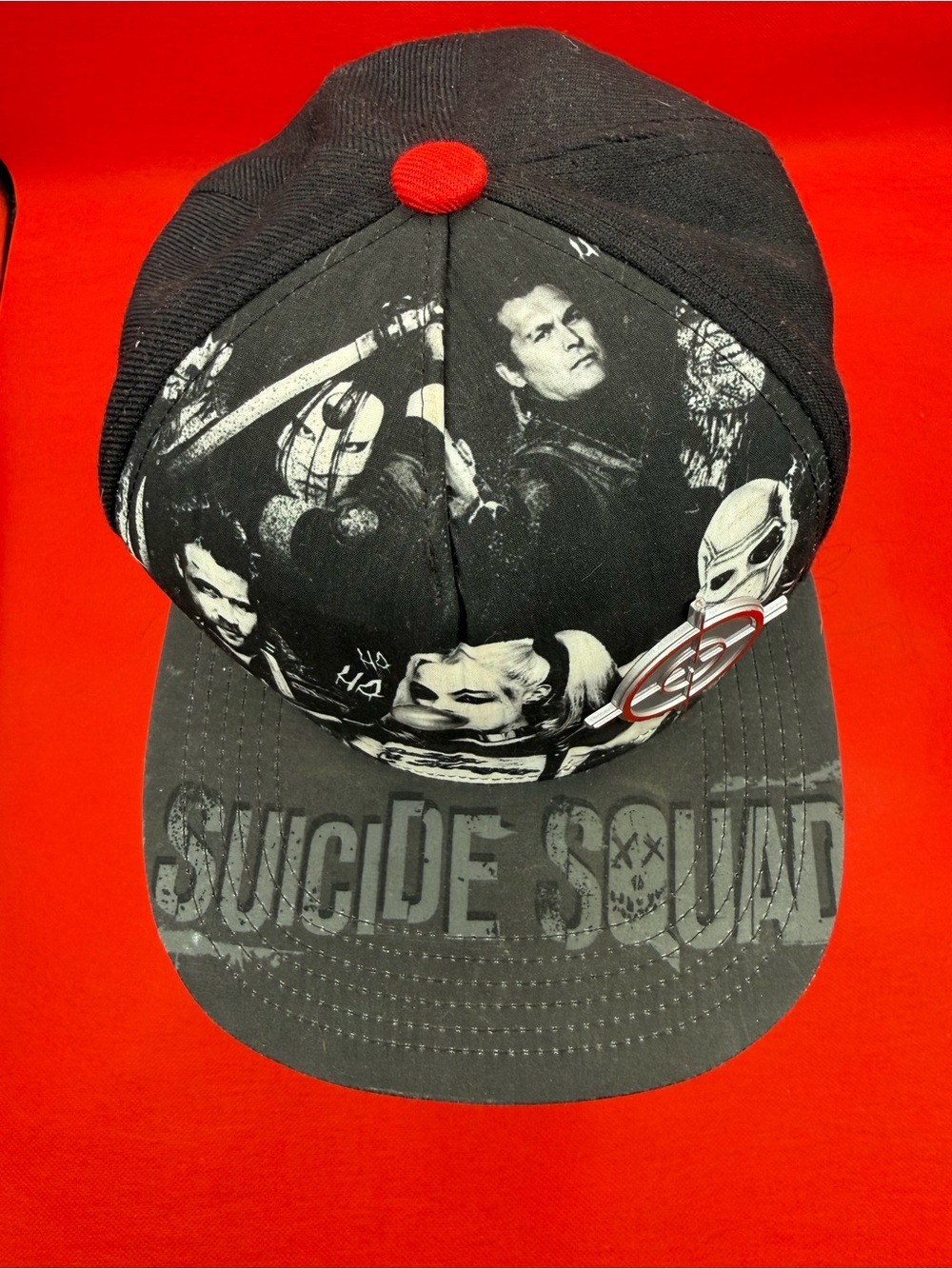 DC Comics Suicide Squad Black and Red Graphic Snapback Hat SKU 0164
